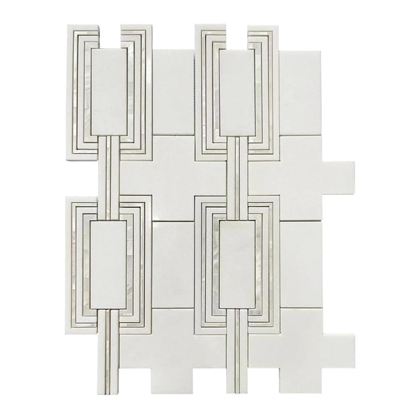 Thassos & Mother of Pearl Waterjet Mosaic Tile