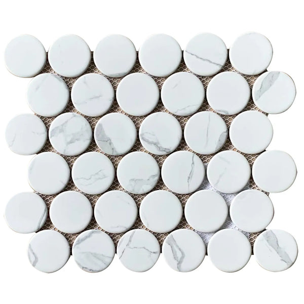 2" Penny Round - Glazed Satin Porcelain Mosaic Tile