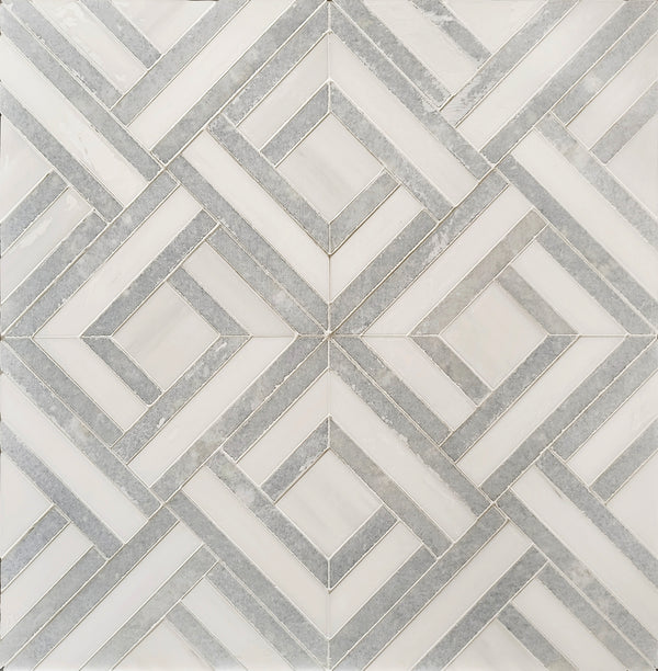 Blue Celeste & Dolomite Marble Waterjet Mosaic Tile