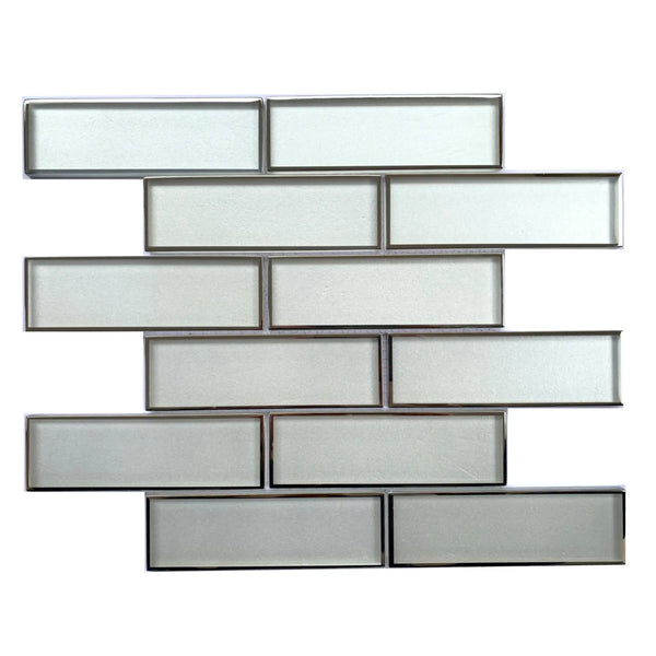 2"x6" Champagne Glass Mosaic with Silver Metallic Trim Glass Mosaic Tile