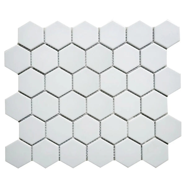 White - 2" Hexagon Matte Porcelain Mosaic Tile