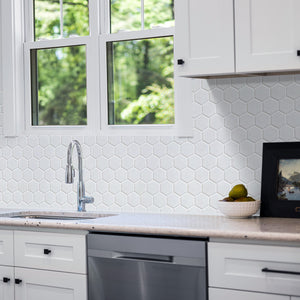 White - 2" Hexagon Matte Porcelain Mosaic