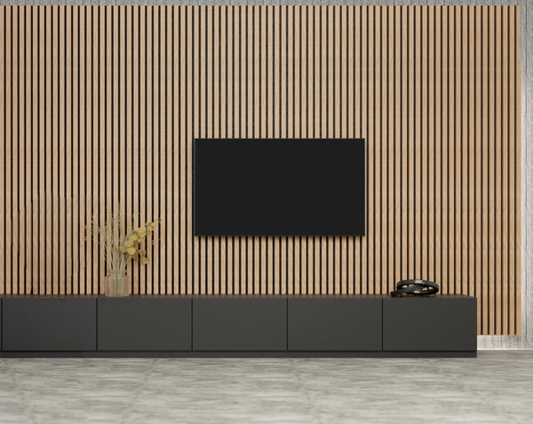 Acoustic Wood Slat Wall Panel - Natural Oak