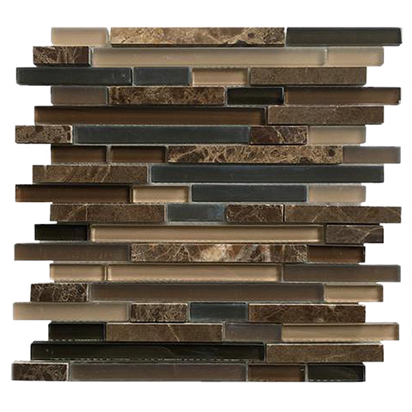 Burton Street Marble & Glass Random Strip Glass Mosaic Tile