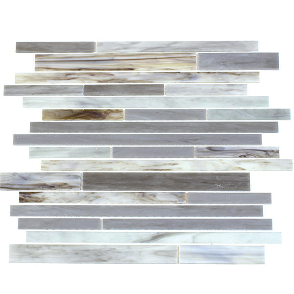 Antique Ice Random Strip Glass Mix Mosaic Tile