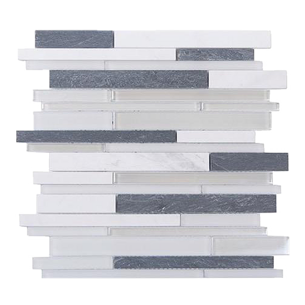 Iron Staircase Marble Slate & Glass Random Strips Glass Mosaic Tile