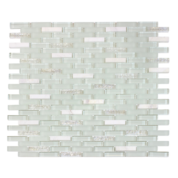 Ballentine Marble & Glass Mix Random Strip Mosaic Tile