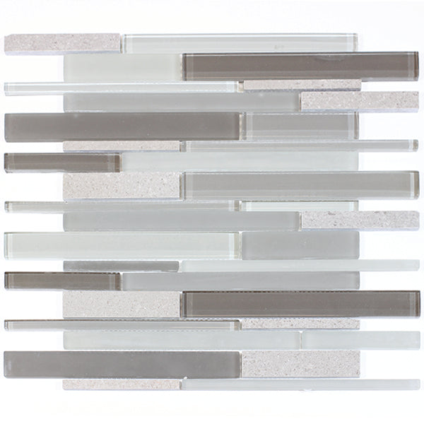 Clayton Random Strip Marble & Glass Mosaic Tile