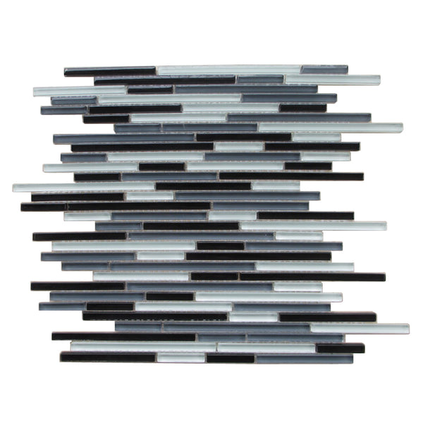 Gray Shadow Random Thin Strip Glass Mosaic Tile