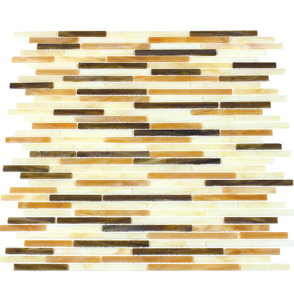 Natural Weave Random Strip Glass Mix Glass Mosaic Tile