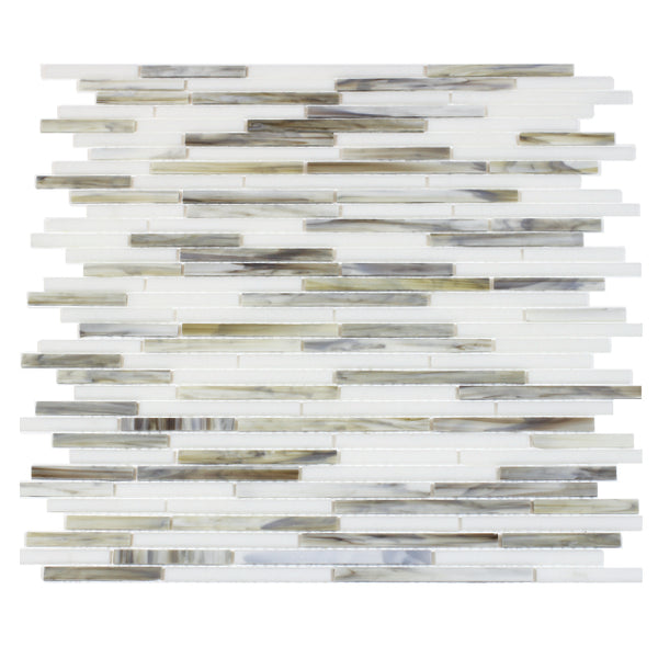 Silver Weave Random Strip Glass Mix Glass Mosaic Tile