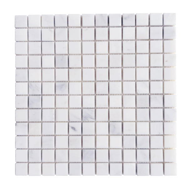 1"X1" Oriental White Honed Marble Mosaic Tile