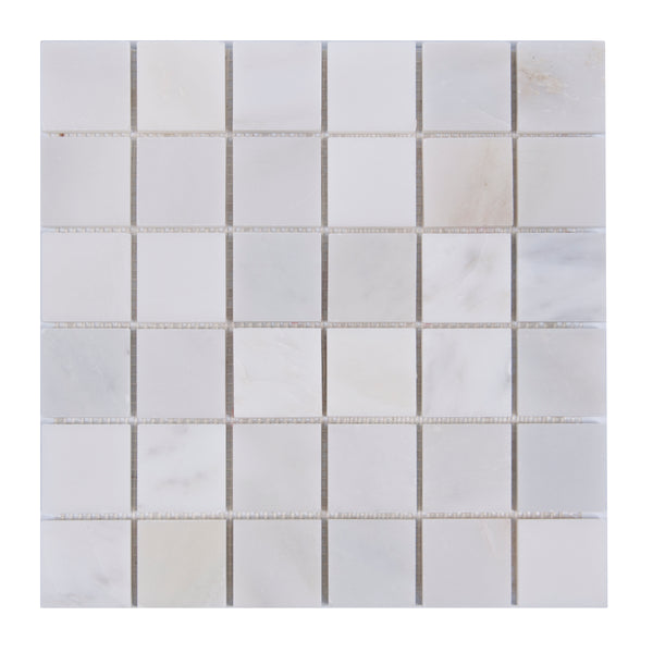 2"x2" Oriental White Honed Marble Mosaic Tile