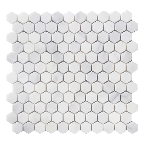 1'' Oriental White Hexagon Honed Marble Mosaic Tile