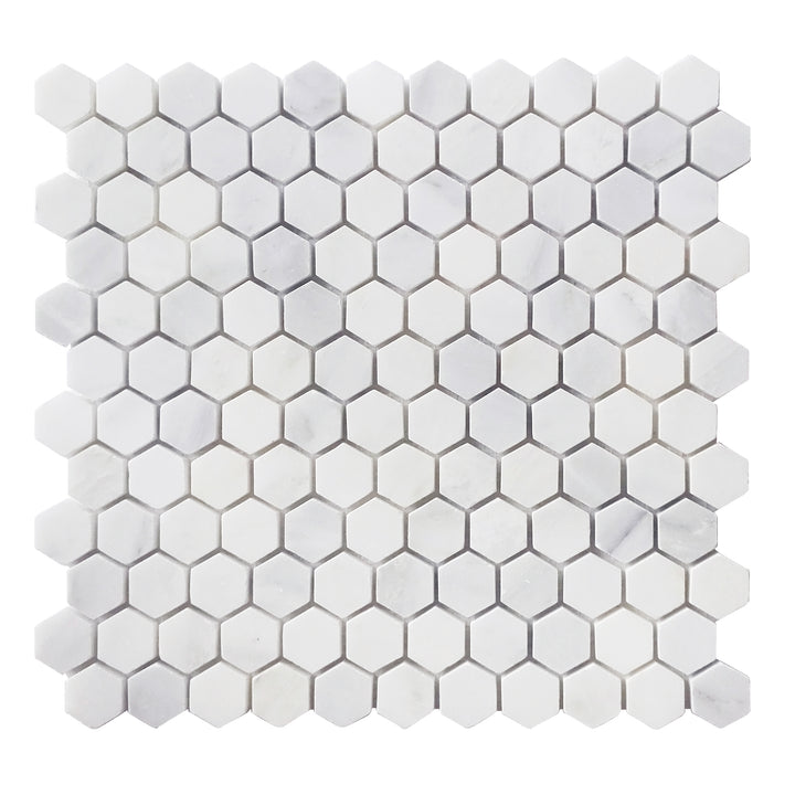 1'' Oriental White Hexagon Polished Mosaic