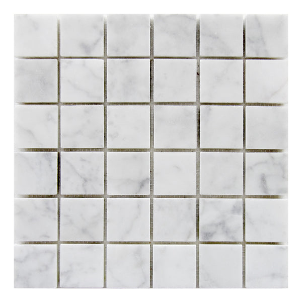 2"x2" Carrara White Polished Marble Mosaic Tile