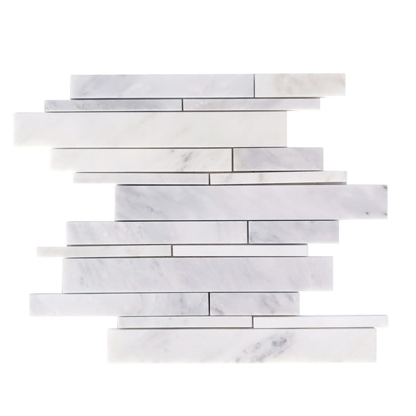 Oriental White Random Strip Polished Marble Mosaic Tile