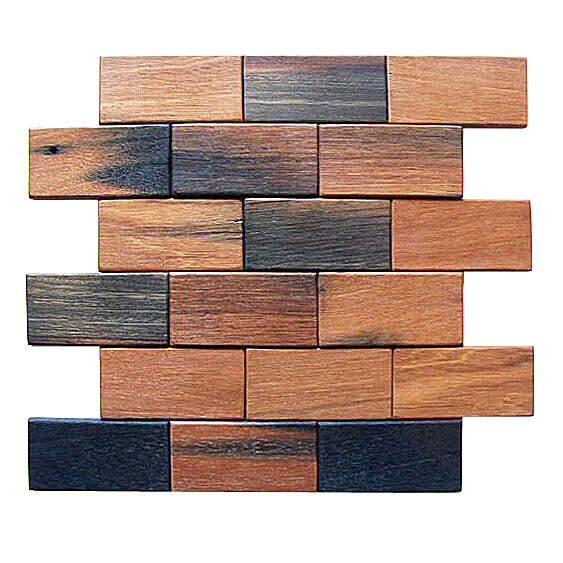 2"x4" Brick Pattern Antique Wood Mosaic Tile