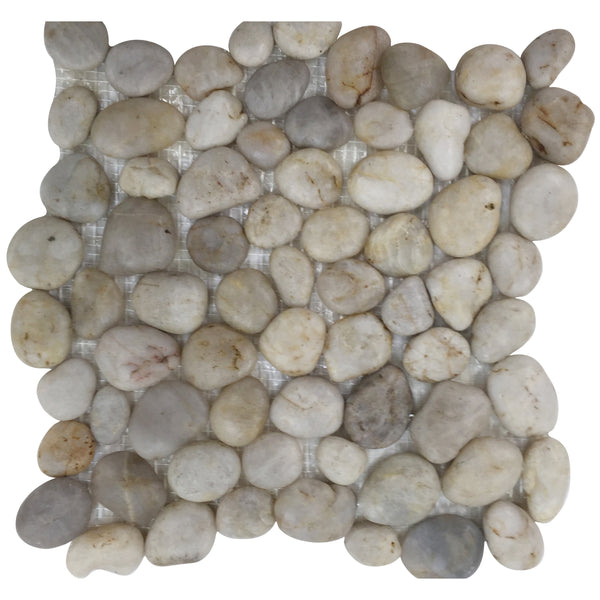 Silver Wheat Pebble Mosaic Tile