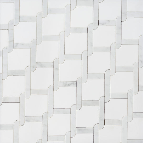 Thassos White & Carrara White Waterjet Mosaic Tile