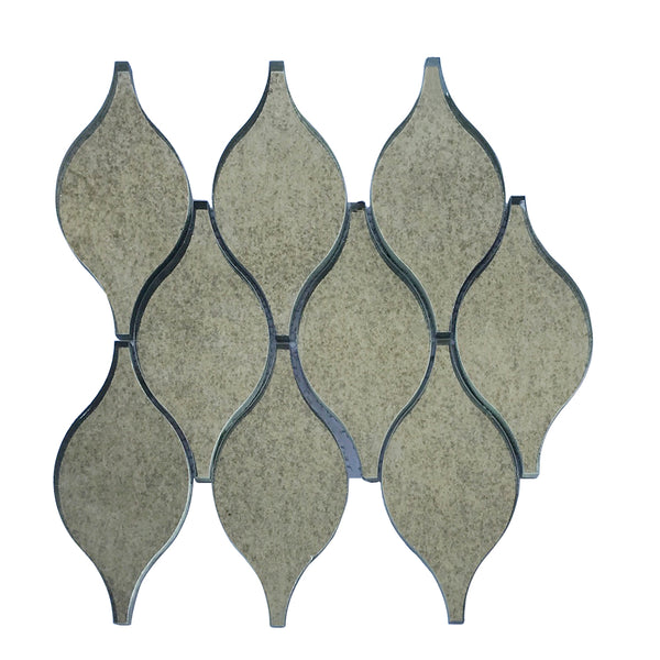 Soft Harmony Feathers Antique Mirror Glass Mosaic Tile