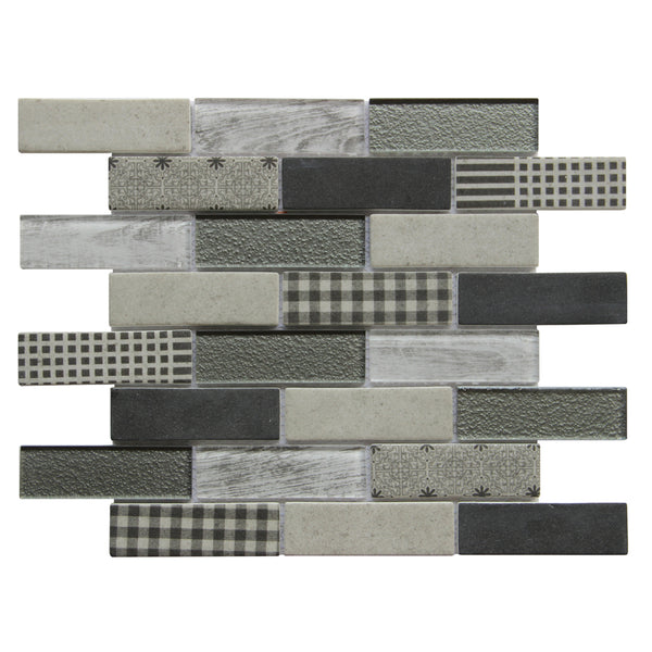 French Gingham Brick Glass Mosaic Tile