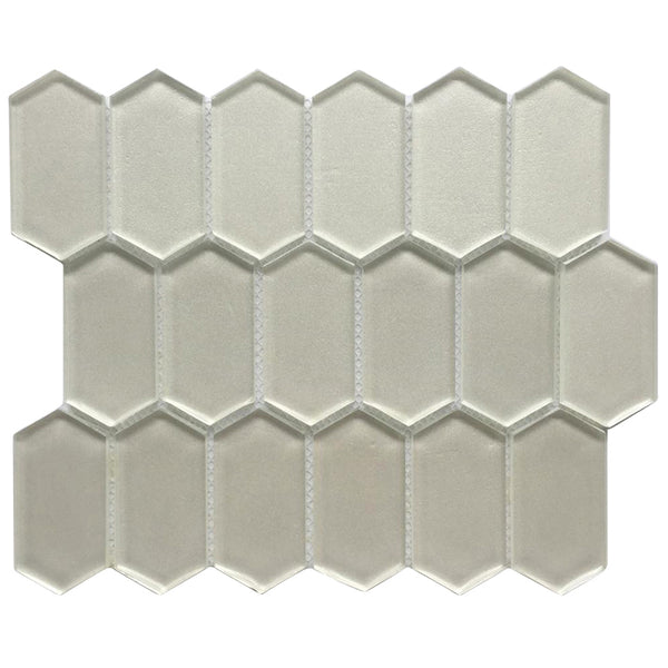 Stretched Hexagon Metallic Glass Mosaic Tile