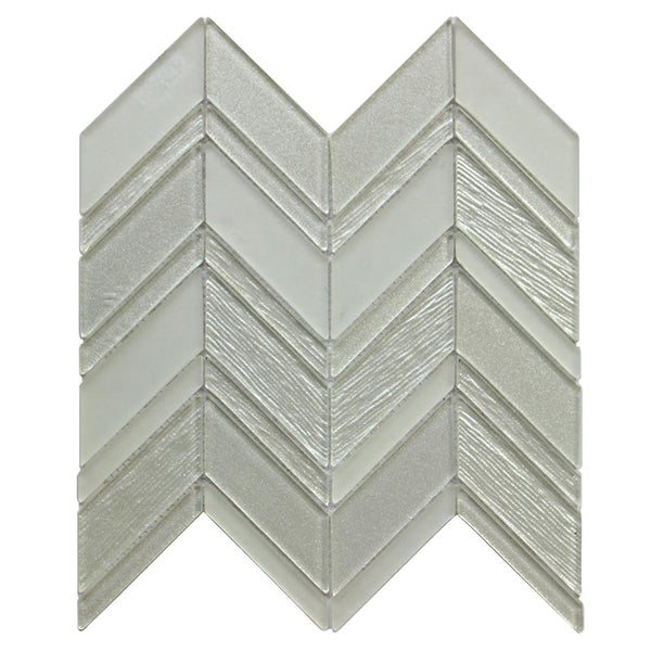 Silver Chevron Metallic Champagne Glass Mosaic Tile