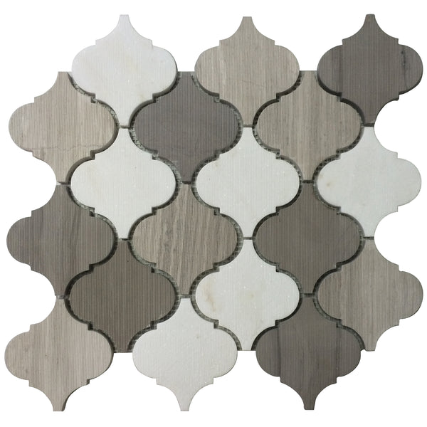 4" Gris Garden Lantern Mixed Marble Mosaic Tile