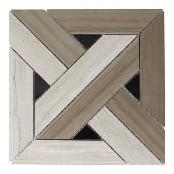 12"x12" Arrow Weave Tile Marble Mosaic Tile