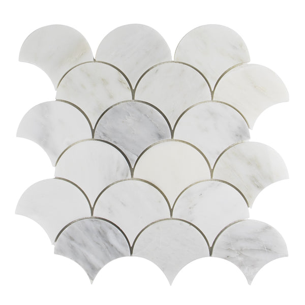 Polished Oriental White Shell Marble Mosaic Tile