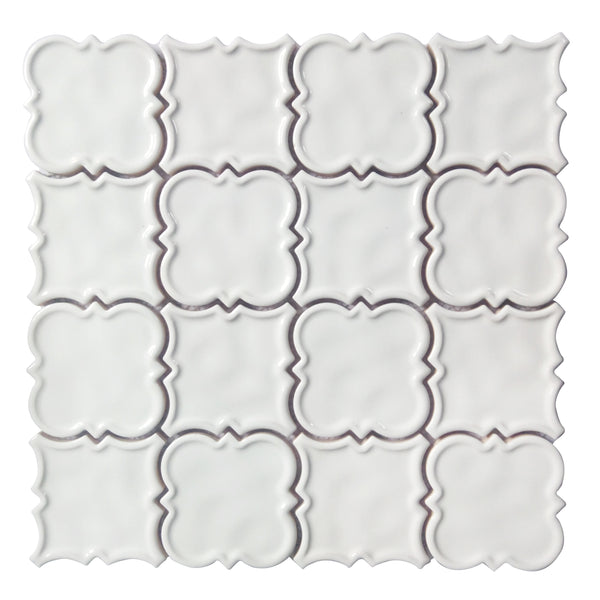 White Square Pattern Ceramic Mosaic Tile