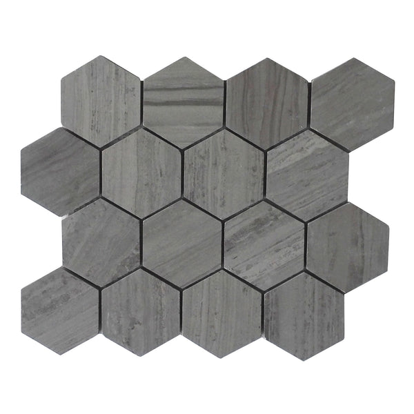 Athens Gray 3" Hexagon Honed Mosaic Tile