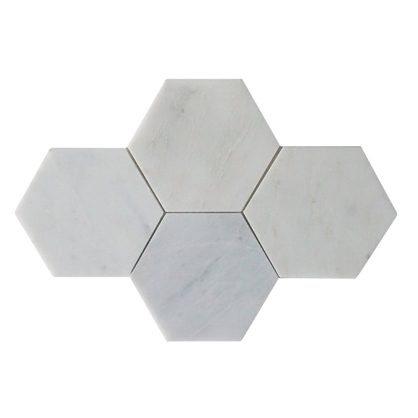 6" Oriental White Hexagon Honed Mosaic Tile