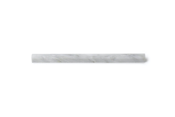 0.5"x12" Carrara White Polished Marble Pencil Molding Trim