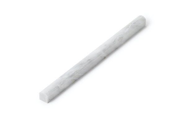 0.5"x12" Carrara White Polished Marble Pencil Molding Trim