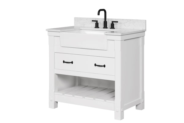 37" Joanna Vanity with  White Engineered Quartz Top