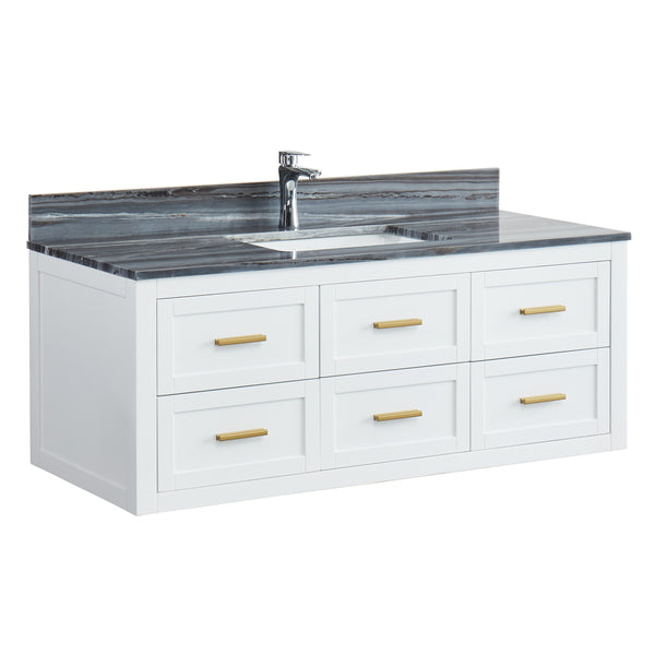 Ralph 48" Wall Mounted Vanity with Palissandro Blue Marble Top